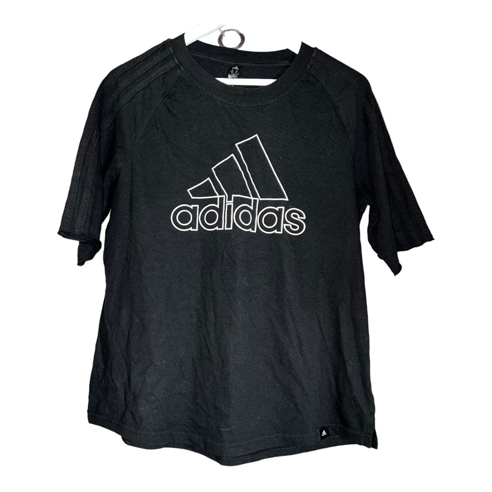 Adidas Black 3/4 Sleeve Baseball Tee Tshirt Size XL (20-22) with 3 Stripes